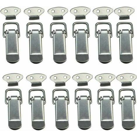 12 hood latches, toggle latch, spring latch, spring hook latch, stainless steel spring latch for cabinet, box, drawer, wardrobe. (1/4)