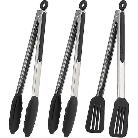Ensemble de 3 pinces de cuisine professionnelles en acier inoxydable de 31 cm (12 pouces) - Silicone (1/5)