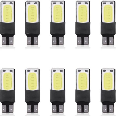 Qiilu Ampoule LED de Voiture 10 Pcs T10 W5W 6SMD Voiture LED Ampoule Canbus Sans Erreur COB Côté Signal Plaque Lighgts Blanc Auto Accessoire(blanc). (1/5)