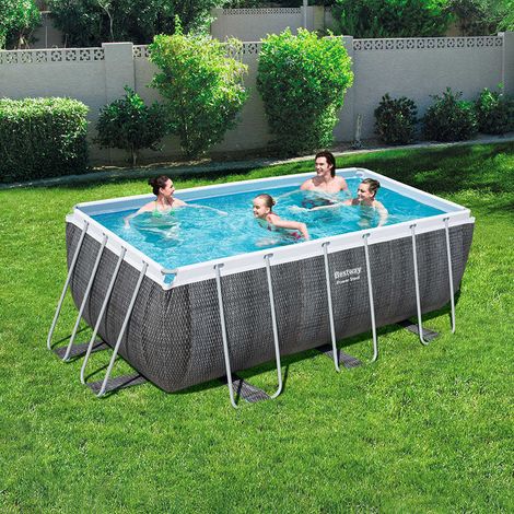 Bestway – Piscine tubulaire rectangulaire 412x201x122 cm – Parois en Tritech renforcé – Cadre acier résistant à la corrosion – Système Seal & Lock (1/10)