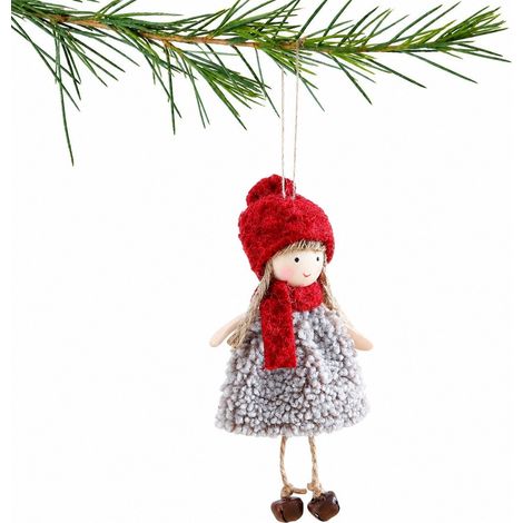 Ange en peluche pour sapin de Noël, décoration de maison, porte, fenêtre, fête (rouge) (1/5)