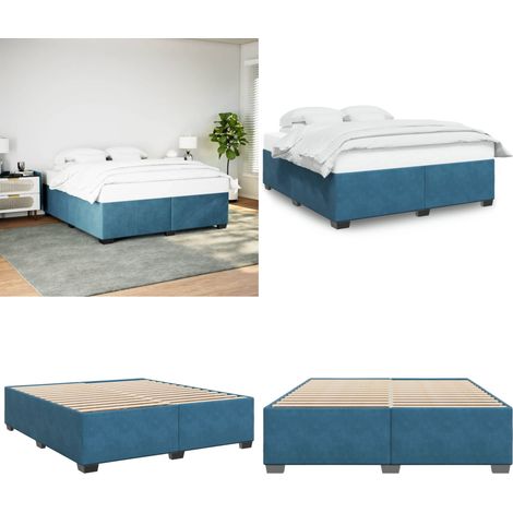 Bettgestell Blau 200x200 cm Samt - Samtbett - Doppelbett - Blau - Boxspringbetten - Holzrahmen - Home & Living (1/5)