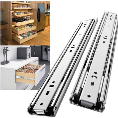 1 Paire Glissière de tiroir pour charges lourdes, capacité de charge jusqu'à 68 KG, extension complète à 3 volets, montage (1/4)