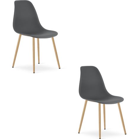 Set di 2 sedie WAT scandinave grigio scuro e legno (1/5)