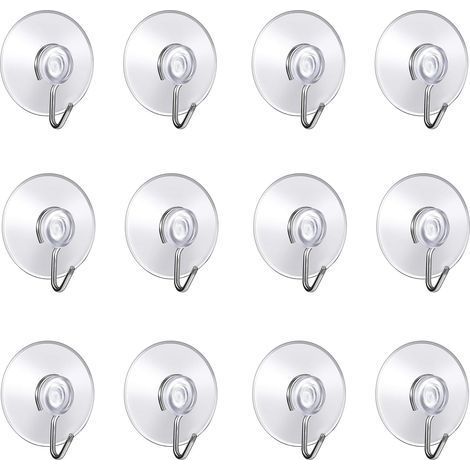 Lot de 12 Crochet Muraux avec Ventouse d'Aspiration,Petites Ventouses Plastiques avec Crochet Ronde pour Salle de Bains et Cuisine (Lot de 12 pcs ventouse) (1/5)