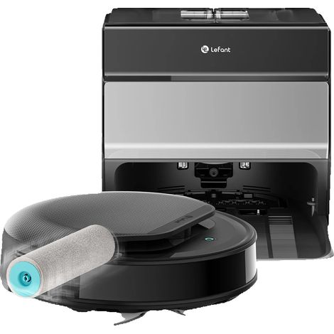 Aspirateur Robot, 18000 Pa d'Aspiration, Système de Mop Intelligent, M5 Argent (1/2)