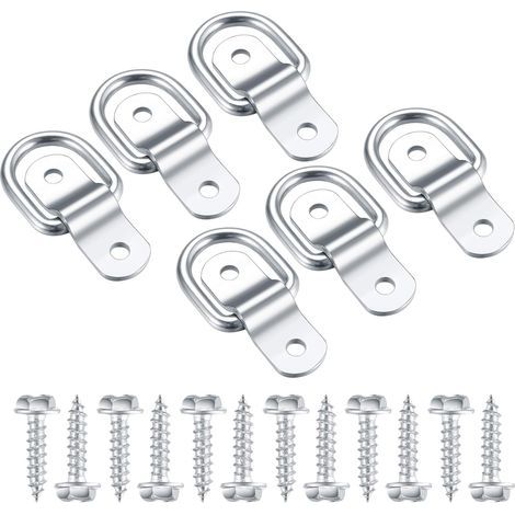 Set di 6 anelli di ancoraggio a D, cinghie di fissaggio, anello di ancoraggio con viti di fissaggio, gancio di ancoraggio a forma di D per rimorchi, barche, auto e carico (1/5)