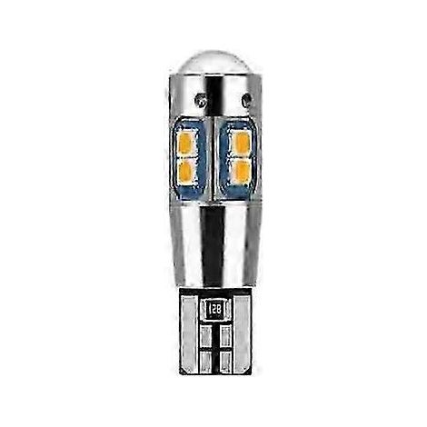 Lot de 2 ampoules LED W5W T10 Canbus sans erreur 3030 10SMD 5W5 pour clignotant latéral, blanc ultra-lumineux. (1/5)