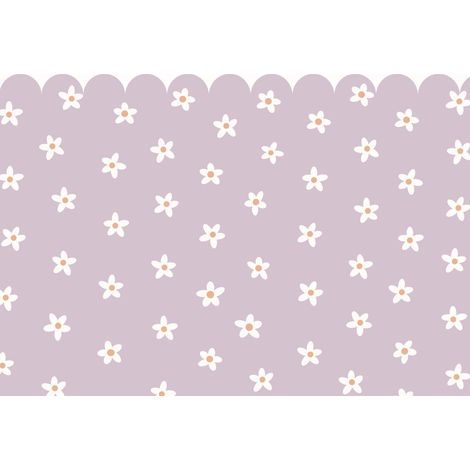 papier peint panoramique marguerites lilas violet  - ESTAhome