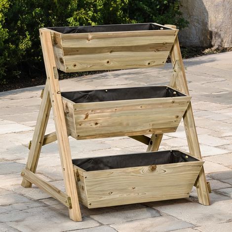 Étagère à plantes en bois massif 3 niveaux 71 x 61 x 77 cm (1/5)