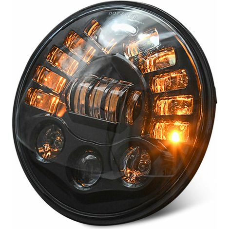 Remplacement des phares LED 17,8 cm 85 W pour Jeep Wrangler JK TJ LJ 1997-2018, avec DRL, faisceau haut/bas et clignotants ambrés Halo 1 pièce, modèle : noir (1/5)