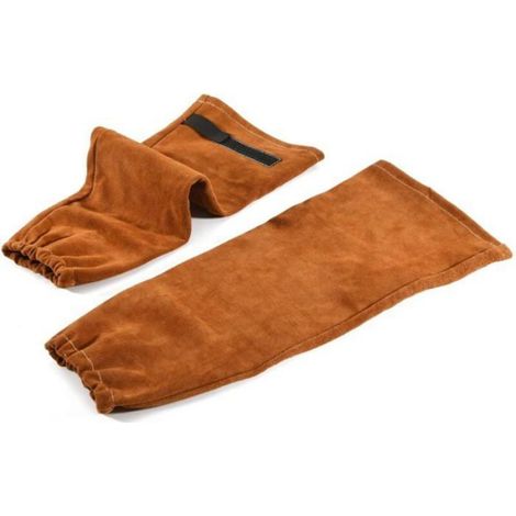 Manchette Soudeur - Cuir De Vache Fendu Ignifuge - Protection Bras Soudage - 1 Paire (1/4)