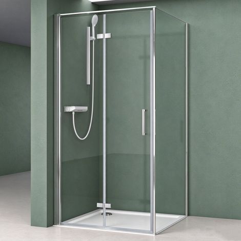 Mai & Mai Cabine de Douche Paroi de Douche 100x80x195cm Montage Réversible Verre de Sécurité Trempé de 8mm avec Revêtement Nano Rav37-Plus (1/5)