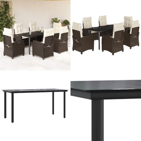 7-tlg. Garten-Essgruppe mit Kissen Braun Poly Rattan - Gartentisch - Gartenstuhl (1/5)