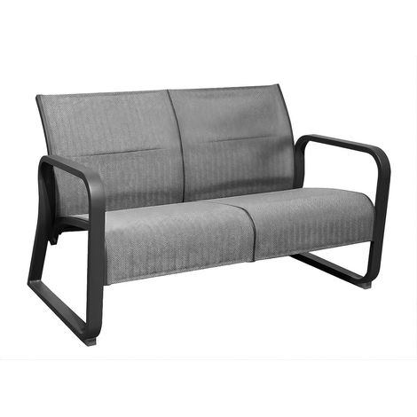 PROLOISIRS Canapé lounge 2 places en aluminium et TPEP matelassé - QUENZA II - Coloris graphite et chevron