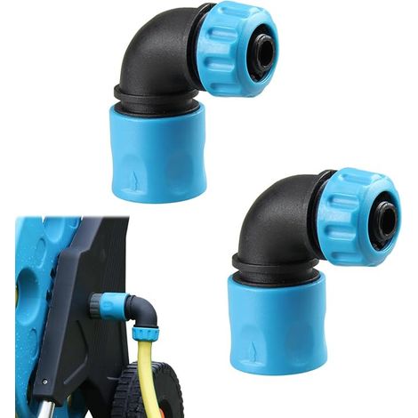 Embout Tuyau Arrosage, Raccord Tuyau d'Arrosage 1/2 Pouce Coudé, Adaptateur Robinet Tuyau Arrosage Jardin, Connexion Rapide Tuyau de Jardin Filetage, bleu (1/3)
