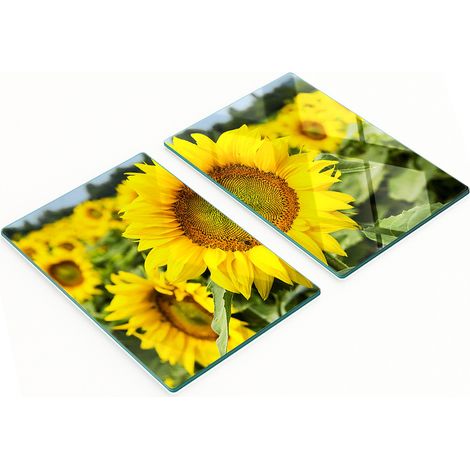 Pannelli decorativi multifunzionali in vetro con motivo campo di girasoli, 2x40x52 cm (1/5)