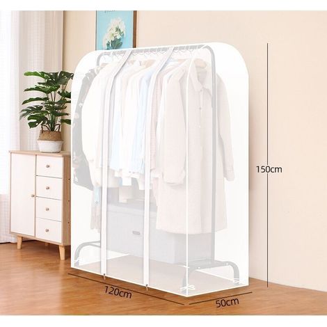Housse Semi-Transparente pour Tringle à vêtements avec Fermeture éclair Solide et Poche à Documents Housse penderie,Portant Non Inclus (1/4)