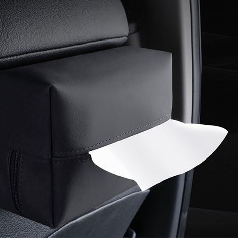 Boîte à Mouchoirs de Voiture en Cuir Nappa avec Lanière - Rangement Accessoire Siège Arrière Facile à Installer (1/5)