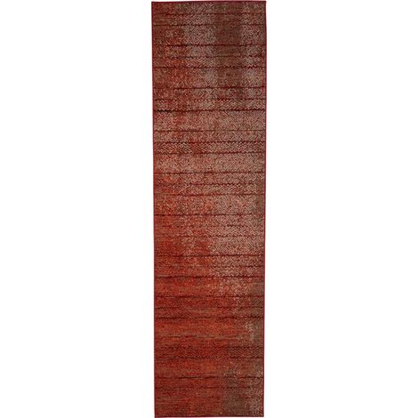 Tapis berbère de couloir motif ethnic 80x300 rouge LYN1 CHILA