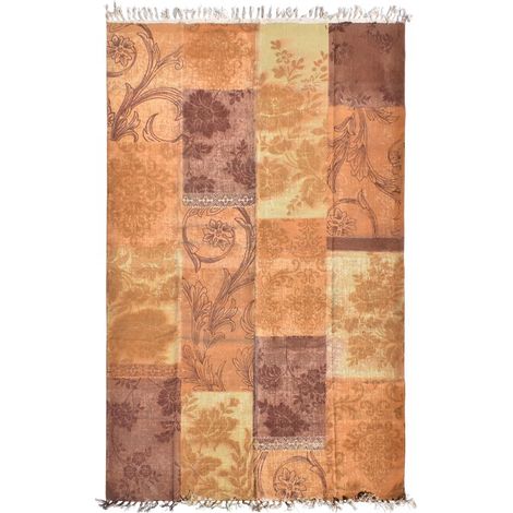 Tapis kilim fait main en coton 140x190 or rectangle motif ethnique