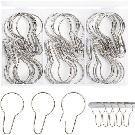 40 Stück Duschvorhangringe, Vorhangringe, für Badezimmer, Wohnzimmer, Schlafzimmer (Silber) (1/4)