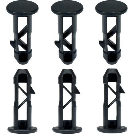 Lot de 3 paires de goupilles de charnière en plastique noir pour poubelles à roulettes d'extérieur de 240 litres (1/5)