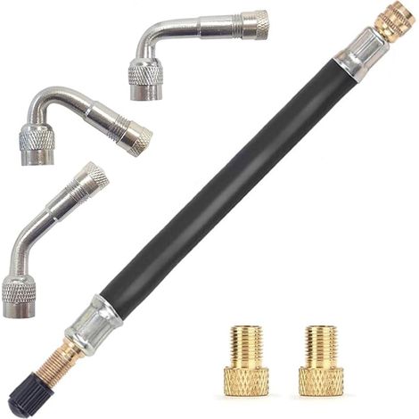 Kit d'extension de valve de pneu pour voiture, moto, vélo, camion, camping-car, adaptateur de valve Presta 45° 90° 135° ° Tube d'extension 300 mm