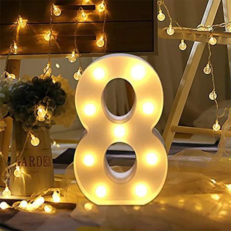 LED-Zahlenlampe, beleuchtete Zahlen, LED-Dekoration für Geburtstagsfeiern, Hochzeiten und Feiertage, Zuhause, Bar (8) (1/5)