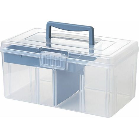 Boîte à médicaments portable, boîte de rangement multicouche bleue (1/5)