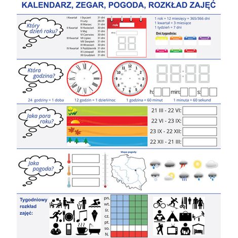 Lavagna magnetica sovrapponibile, calendario e orologio (1/2)