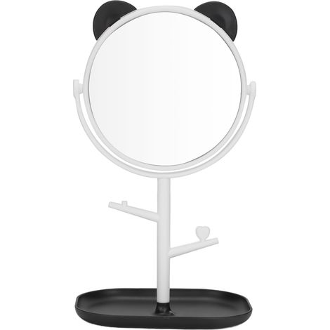 Miroir de maquillage noir avec plateau de rangement, oreilles de chat réglable, miroir de beauté sur pied pour maquillage. (1/5)