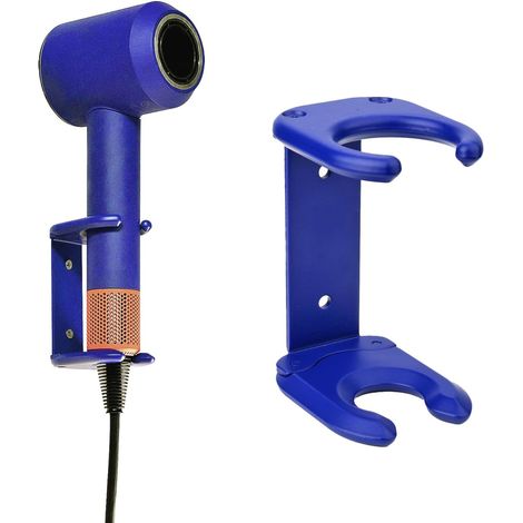 Soporte de pared para secador de pelo, varios modelos, color azul.