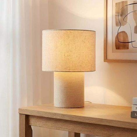 [NEUWERTIG] B-Ware Lindby Tischleuchte Elfie LED Lampe Leuchte beige Textil E27 Ø23cm Höhe 30cm (1/2)