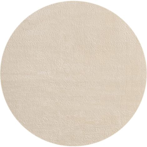 Runder Kunstfellteppich – 1 Stück – Ultraweiches Polyester – Waschbar und rutschfest – Wohnzimmer, Schlafzimmer, Flur – Beige, 200 x 200 cm (1/3)