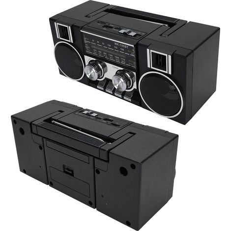 Radio portatile FM/AM/SW, banda completa, suono nitido, con altoparlante Bluetooth RGB, ideale per giardino, parco, bagno, colore nero. (1/5)