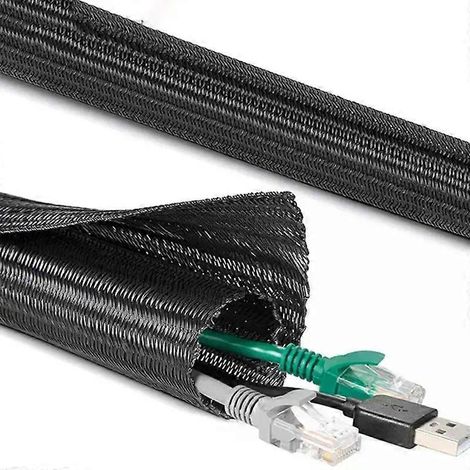 Gaine tressée isolante noire 3M 19 mm, gaine de protection extensible pour câbles PET, presse-étoupe (1/4)