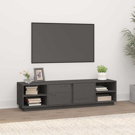 vidaXL Mueble de TV madera maciza de pino gris 156x40x40 cm (1/5)