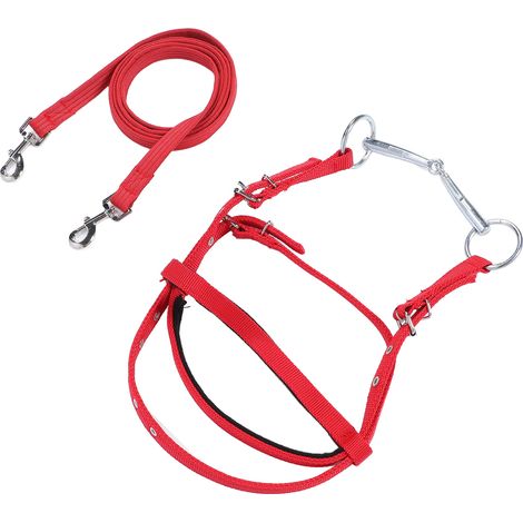 Rênes de bride en nylon élégantes et réglables pour chevaux, rouge, taille S (pour poneys de moins de 1,3 mètre au garrot). (1/5)