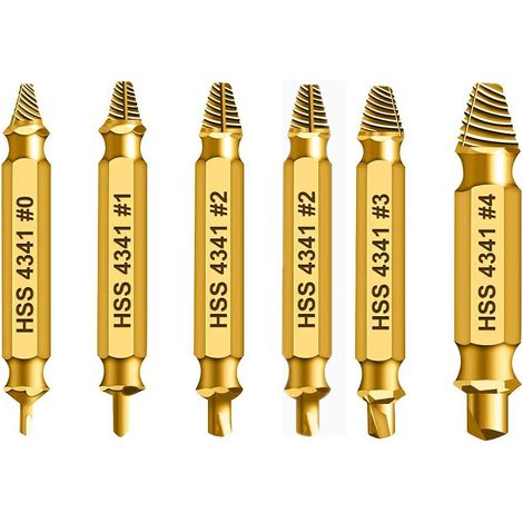 Juego extractores tornillos 6 piezas, regalo Navidad hombres adultos, herramienta perforación extrae fácil tornillos tuercas pernos dañados oxidados rotos (1/5)