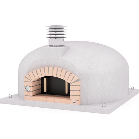 MOVELAR - Four à Bois d'Extérieur en Pierre OLYMPUS MONS (Blanc - 150 x 150 x 85 cm) – Four Traditionnel avec Isolation Thermique Optimale (1/4)