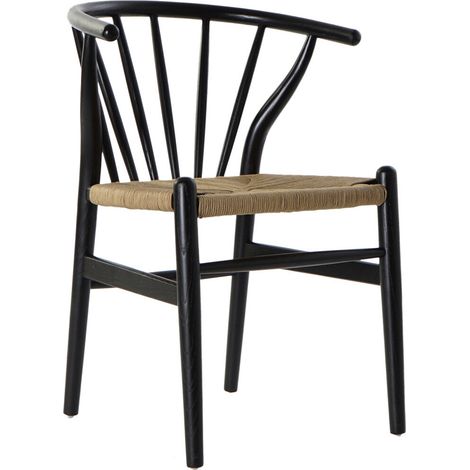 DKD Home Decor Chaise Salle à Manger Rotin Noir 57 cm (1/5)