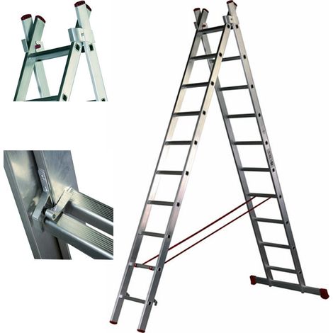 Sifer 3235 Profi-Leiter, 2 Abschnitte, 2 x 12 Stufen, Höhe 3,55–5,60 m