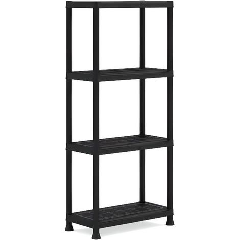 Etagère Modulable - 60 x 30 x 135 cm - 4 Tablettes Résistantes À L'Humidité - Noir - 1 Pièce (1/4)