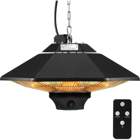 Chauffage extérieur terrasse, 2000 W, radiateur infrarouge de plafond suspendu électrique avec télécommande, protection IP34, chaîne réglable, chauffage pour porche, intérieur, salle à manger (1/5)