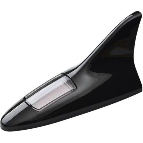 (Nero) Luce di segnalazione a LED universale multifunzionale a pinna di squalo per auto, solare, senza antenna, anti-lampeggiante, impermeabile, lampeggiante, autoadesiva, decorazione (1/5)