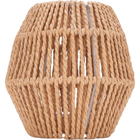 Abat-jour en papier cordé artisanal pour base E27/E14 – Lumière élégante pour salle, cuisine, chambre et café (environ 13cm, métal et papier cordé)