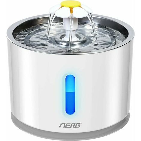 Fontaine à Eau pour Chat et Petit Chien Aerb - Abreuvoir Silencieux avec Cartouche de Charbon Actif et Bol en Acier Inoxydable - Lampe LED Intégrée pour Animaux (1/3)