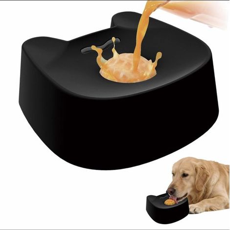 Gamelle à lécher pour chien avec balle roulante 【Silicone antidérapant】 Gamelle interactive à lécher et à faire rouler pour yaourt, beurre de cacahuète et pétrissage (1/5)