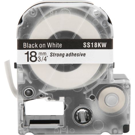 Label Maker Tape 18mm PET Water‑Proof Labeling Tape for Epson Label Printer/KingJim Label MachineBlack Word On White Background (1/5)